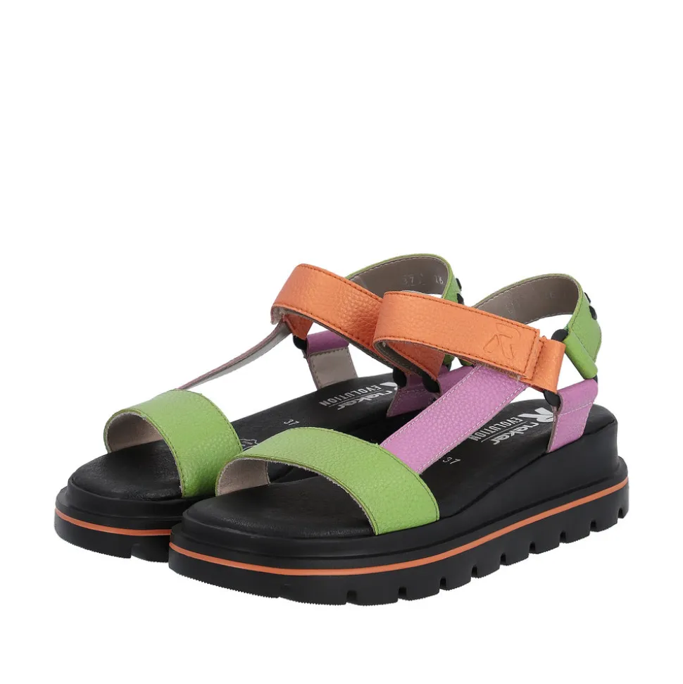 rieker_revolution_sandal_dame_3-11.webp Outlet Rieker Revolution Sandal Dame Grøn,lilla,orange,sort