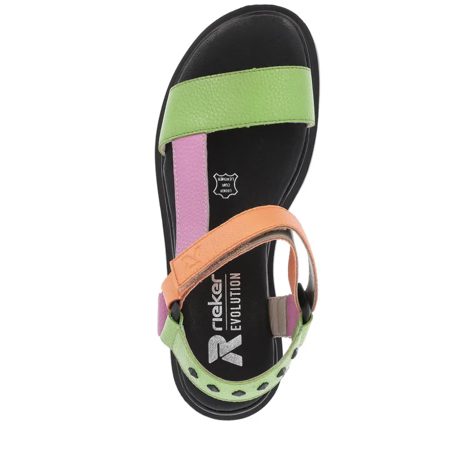 rieker_revolution_sandal_dame_7-11.webp Outlet Rieker Revolution Sandal Dame Grøn,lilla,orange,sort